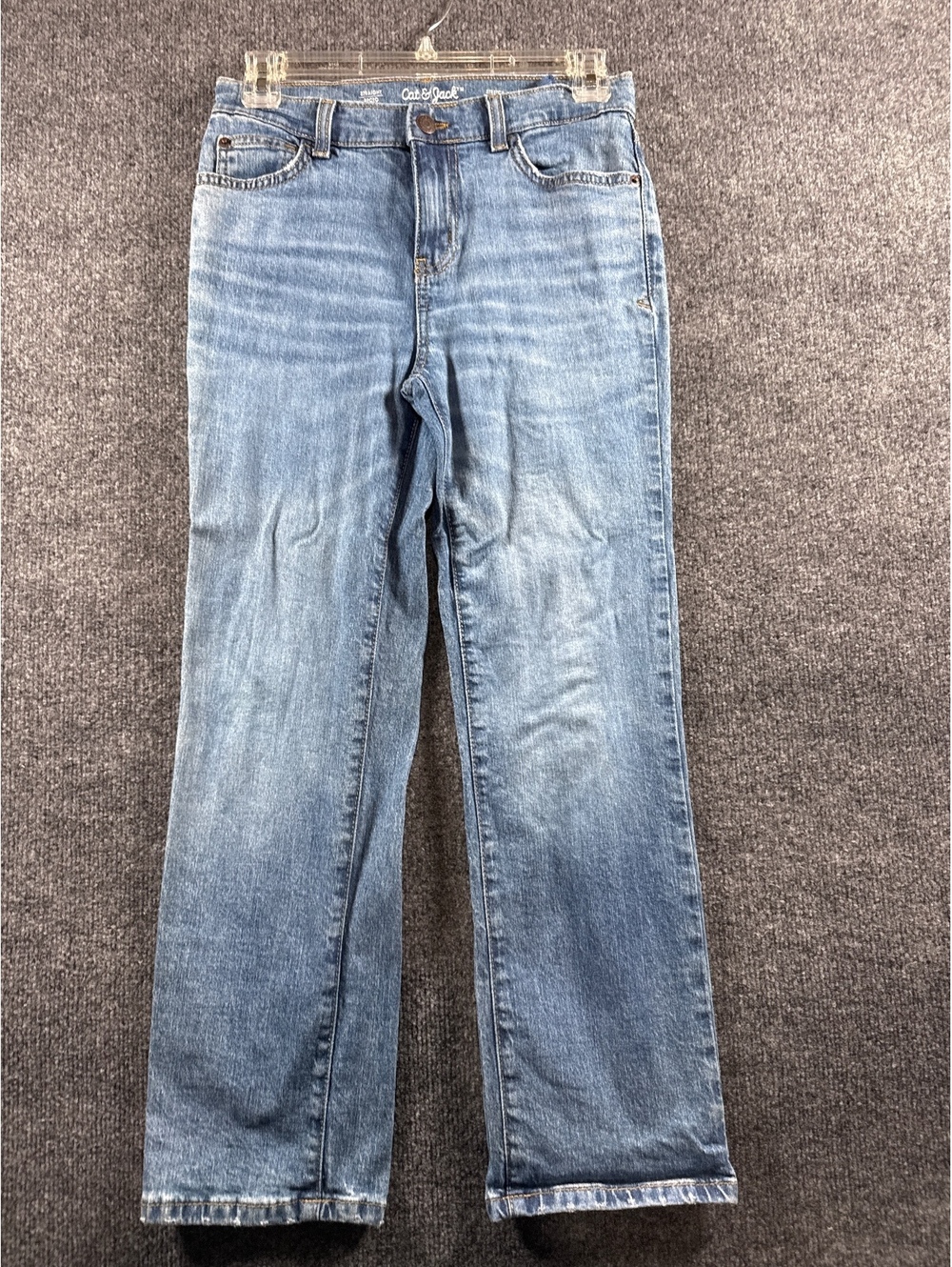 Cat & Jack Girls Size 12 Blue Denim Jeans Straight Leg Adjustable Waist